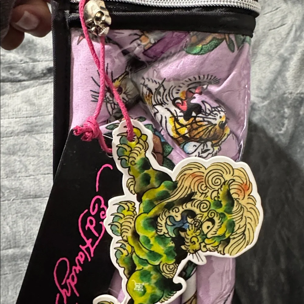 Ed Hardy Purple/Lilac King Sheet Set, Birds,Tigers,Flowers Tattoo Illustrations - Picture 7 of 10